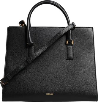 Versace Black Large Leather Top Handle Shoulder Crossbody Womens Bag