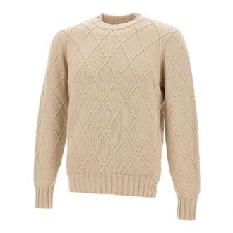 FILIPPO DE LAURENTIIS Round-neck Knitwear, male, Beige, M, Extrafine Merino Wool Jumper
