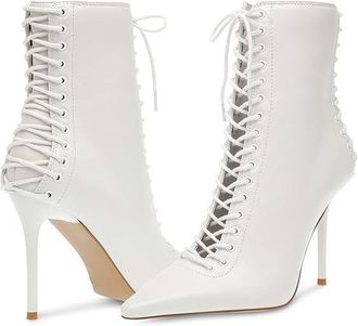 Steve Madden Allnight Boots Womens White Stiletto Heel Pointed Toe JOBB616