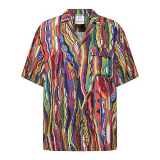 Carlo Colucci Signature Knit Print Shirt - Heren - Korte mouwen Overhemden - Veelkleurig - L - Overhemden