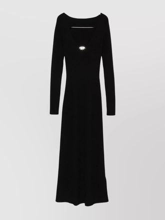 Diesel wool ribbed knit cutout long-sleeve midi dress