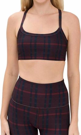 Beyond Yoga Softmark Slim Racerback Bra In Dark Cherry Preppy Plaid