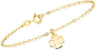 Ross-Simons Italian 14kt Yellow Gold 4-Leaf Clover Charm Bracelet