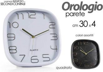 Trade Shop Trade Shop - Orologio Da Parete Quadrato Silenzioso 30x4cm In Plastica Vari Colori Ass 768194