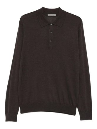 Corneliani polo-collar sweater - men - Cashmere/Silk - 46 - Brown