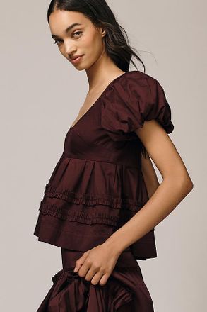 Damson Madder Joy Puff-Sleeve Blouse