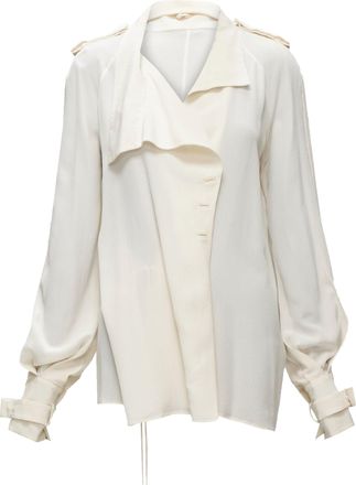 Tom Ford silk ivory trench detail flowy jacket