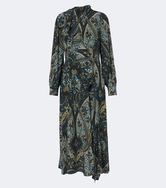 Ulla Johnson Abito midi Sabrina in cr&ecirc;pe de chine di seta