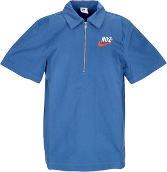 Nike Blue Polo Sportswear Overshirt Trend - Heren - Fitness - Blauw - XL - Katoen - Fitness
