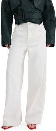 Mango High Waist Balloon Jeans in White at Nordstrom, Size 10