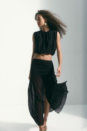 H&M Sheer Maxi Skirt in Black at Nordstrom, Size 10