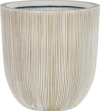 Beliani Maceta De Poli Resina Beige Jardinera De Flores 48 X &Oslash; 44 Cm Accesorios De Decoraci&oacute;n Interior Al Aire Libre Minimalista Moderno Chios