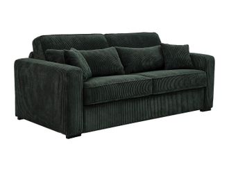 Vente-Unique Sof&aacute; cama de 4 plazas de estilo italiano de pana verde - Somier ancho de 160 cm - Colch&oacute;n de 18 cm - MONDOVI