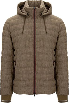 Herno Heren Rits Donsjas - Heren - Gewatteerde jassen - Bruin - L - Polyester - Jassen