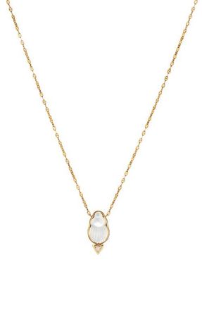 Lito Chiara Mother-of-Pearl Scarab Pendant Necklace in Gold/white at Nordstrom