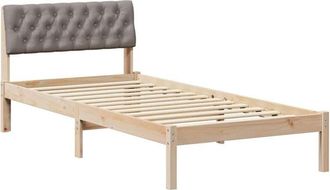 vidaXL Bed frame Brown and taupe 90 x 190 cm Solid pine wood vidaXL