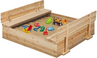 IDMarket Divertente sabbiera in legno con 2 panchine e teloni protettivi