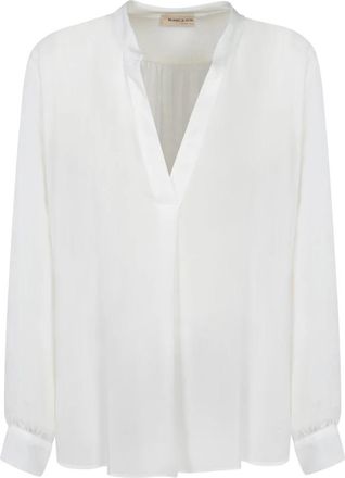 Blanca Vita V-hals blouse met lange mouwen - Dames - Blouses - Wit - M - Overhemden