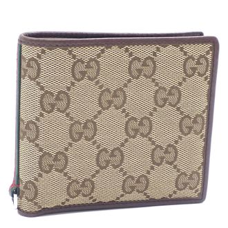 Gucci Brown Gg Canvas Leather Wallet (Bi-Fold) (Pre-Owned)