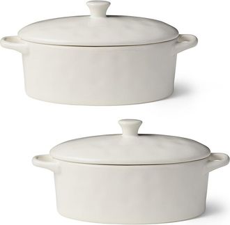 Certified International Linen Cream Set Of 2 Oval Mini Bakers