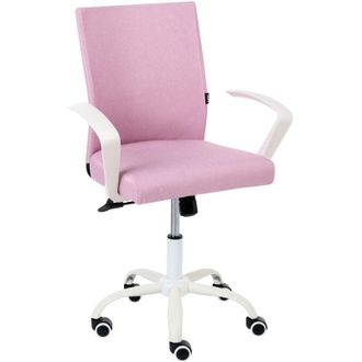 Beliani Office Chair Pink Fabric Upholstery Iron Legs Adjustable Height and Backrest Swivel Home Office MODRA