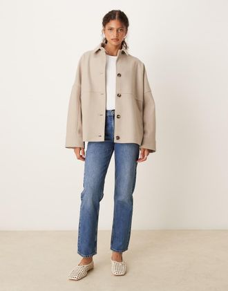 Asos Giacca harrington elegante extra larga color avena-Neutro