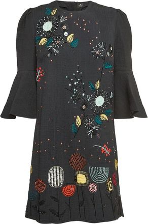 Elisabetta Franchi Abito con ricamo a fiori - Nero
