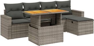 vidaXL Vidaxl - Set De Muebles De Jard&iacute;n 6 Pzas Y Cojines Rat&aacute;n Sint&eacute;tico Gris