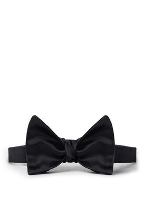Brunello Cucinelli Cotton and silk satin bow tie in Night at Nordstrom