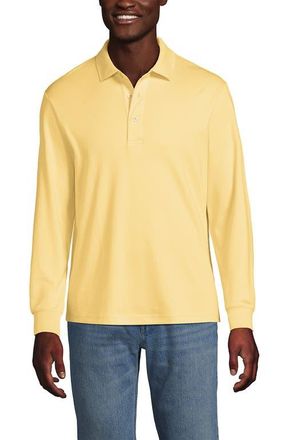 Lands End Long Sleeve Cotton Supima Polo Shirt in Pale Sunbeam Yellow at Nordstrom, Size X-Large