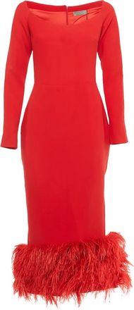 Rasario Abito midi con frange - Rosso