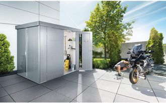 BIOHORT Caseta Metalica Biohort Neo 2b Doble Puerta Color Gris Cuarzo Metalizado