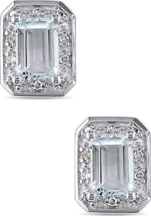 Delmar Diamond & Aquamarine Stud Earrings in Blue at Nordstrom Rack