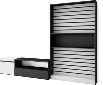 Skraut Home Skraut Home - Muebles De Sal&oacute;n Para Tv, Conjunto De Muebles Comedor, 260x186x35cm, Para Tv Hasta 65, Mueble Televisi&oacute;n, Estilo Moderno, Blanco Y Negro