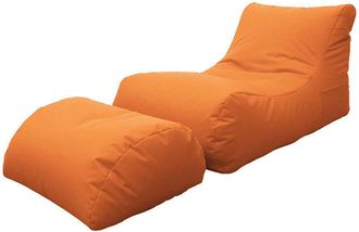 Talamo Italia Dmora Chaise Longue De Salon Moderne, Made In Italy, Fauteuil Avec Repose-pieds En Nylon, Pouf Rembourr&eacute; Pour Chambre, 120x80h60 Cm, Couleur Orange