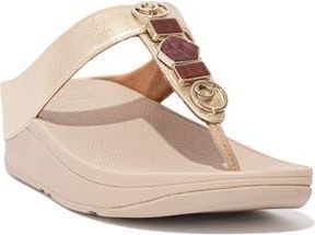 FitFlop Fino Stone Toe Post Wedge Sandal in Platino at Nordstrom Rack, Size 10