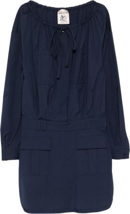 Semicouture Blue Tie Neck Midi Dress