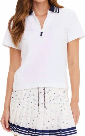 The Upside Luma Zip Collared Polo In White