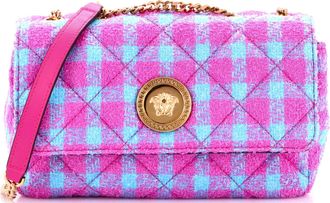 Versace Medusa Icon Chain Flap Bag Quilted Tweed East West