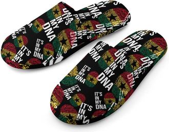 Generic Its In My DNA Ghana Flag Mens Cozy Memory Foam Slippers Warm Cotton House Shoes Comfy Slipper for Indoor Outdoor