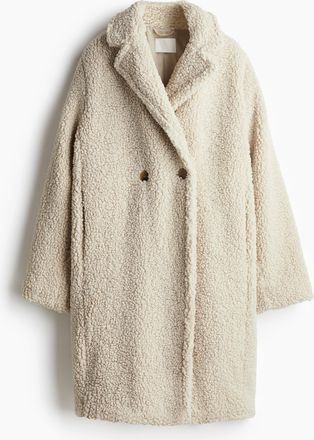 H&M Mantel aus Teddyfleece - White