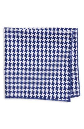 Clifton Wilson Houndstooth Cotton Pocket Square in Blue at Nordstrom