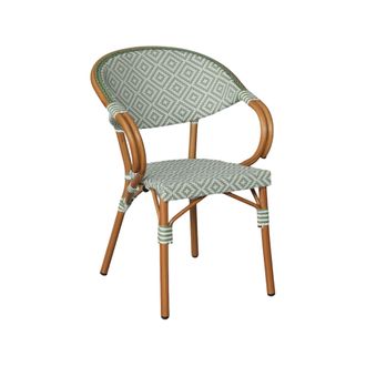 Mobili Rebecca Sillas De Jard&iacute;n Apilables Mobili Rebecca Helianthe 84x57x57 Aluminio Pvc, Pet Blanco Verde Cl&aacute;sico Set 2 Piezas