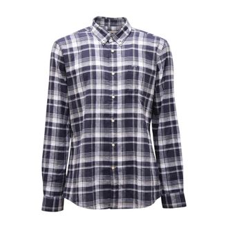 Barbour Op maat gemaakt linnen/katoenen overhemd met zak - Heren - Casual Overhemden - Blauw - L - Katoen - Overhemden