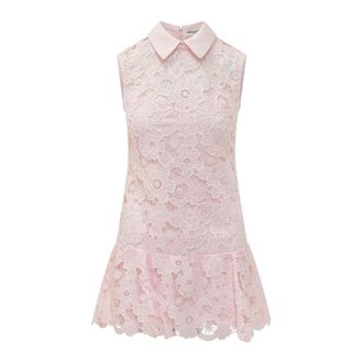 Self Portrait Short Dresses, female, Pink, Size: 2XS Lace Collared Mini Dress