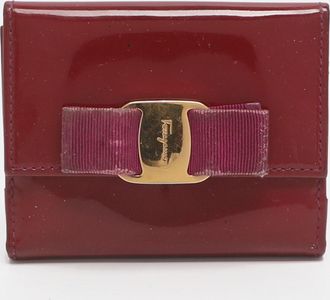 Ferragamo Vara Bow Red Patent Leather Bifold Wallet