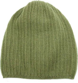 Portolano Rib Knit Cashmere Beanie in Martini Olive at Nordstrom Rack