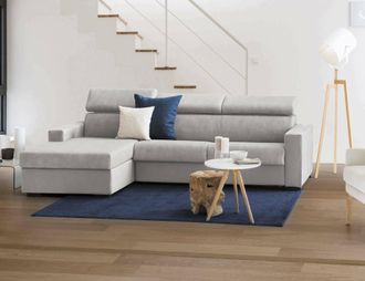 Dmora Dmora - Sofa Cama Daasho, Sof&aacute; De Esquina, 100% Made In Italy, Sof&aacute; Con Apertura Giratoria, Con Contenedor Izquierdo Pen&iacute;nsula, Con Reposabrazos Est&aacute;n