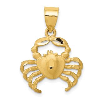 Diamond2Deal 14k Yellow Gold Satin Diamond-cut Crab Pendant