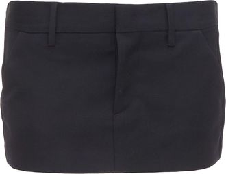 Dsquared2 black virgin wool logo super micro mini skirt IT36 XXS